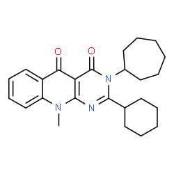 ChemSpider 2D Image | 3-Cycloheptyl-2-cyclohexyl-10-methyl-3H,10H-pyrimido[4,5-b]quinoline-4,5-dione | C25H31N3O2