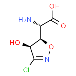 ChemSpider 2D Image | (2S)-Amino[(4S,5R)-3-chloro-4-hydroxy-4,5-dihydro-1,2-oxazol-5-yl]acetic acid | C5H7ClN2O4