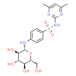 ChemSpider 2D Image | N-{4-[(4,6-Dimethyl-2-pyrimidinyl)sulfamoyl]phenyl}-beta-D-glucopyranosylamine | C18H24N4O7S