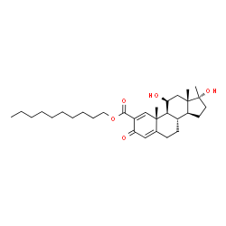 ChemSpider 2D Image | Decyl (11beta,17alpha)-11,17-dihydroxy-17-methyl-3-oxoandrosta-1,4-diene-2-carboxylate | C31H48O5