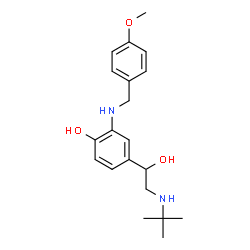 ChemSpider 2D Image | 4-{1-Hydroxy-2-[(2-methyl-2-propanyl)amino]ethyl}-2-[(4-methoxybenzyl)amino]phenol | C20H28N2O3