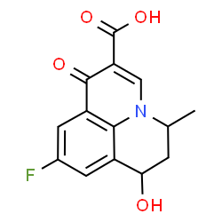 ChemSpider 2D Image | 9-Fluoro-7-hydroxy-5-methyl-1-oxo-6,7-dihydro-1H,5H-pyrido[3,2,1-ij]quinoline-2-carboxylic acid | C14H12FNO4