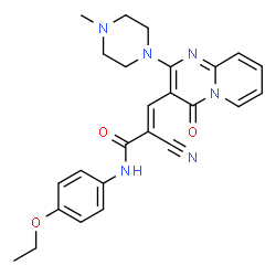 ChemSpider 2D Image | (2E)-2-Cyano-N-(4-ethoxyphenyl)-3-[2-(4-methyl-1-piperazinyl)-4-oxo-4H-pyrido[1,2-a]pyrimidin-3-yl]acrylamide | C25H26N6O3