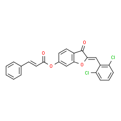 ChemSpider 2D Image | (2Z)-2-(2,6-Dichlorobenzylidene)-3-oxo-2,3-dihydro-1-benzofuran-6-yl (2E)-3-phenylacrylate | C24H14Cl2O4