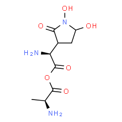 ChemSpider 2D Image | (2S)-Amino(1,5-dihydroxy-2-oxo-3-pyrrolidinyl)acetic (2S)-2-aminopropanoic anhydride | C9H15N3O6