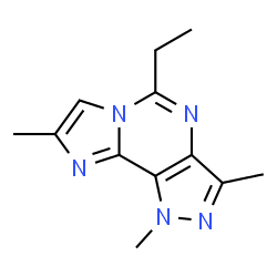 ChemSpider 2D Image | 5-Ethyl-1,3,8-trimethyl-1H-imidazo[1,2-c]pyrazolo[3,4-e]pyrimidine | C12H15N5