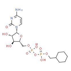 ChemSpider 2D Image | 4-Amino-1-{5-O-[{[(cyclohexylmethoxy)(hydroxy)phosphoryl]oxy}(hydroxy)phosphoryl]-beta-D-arabinofuranosyl}-2(1H)-pyrimidinone | C16H27N3O11P2