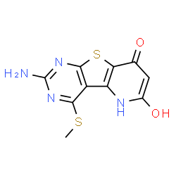 ChemSpider 2D Image | pyrido[2',3':4,5]thieno[2,3-d]pyrimidine-6,8-diol, 2-amino-4-(methylthio)- | C10H8N4O2S2
