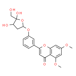 ChemSpider 2D Image | 2-(3-{[4,5-Dihydroxy-5-(hydroxymethyl)tetrahydro-2-furanyl]oxy}phenyl)-5,7-dimethoxy-4H-chromen-4-one | C22H22O9