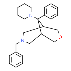 ChemSpider 2D Image | 7-Benzyl-9-phenyl-9-(1-piperidinyl)-3-oxa-7-azabicyclo[3.3.1]nonane | C25H32N2O