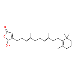 ChemSpider 2D Image | 4-[4,8-Dimethyl-10-(2,6,6-trimethyl-1-cyclohexen-1-yl)-3,7-decadien-1-yl]-5-hydroxy-2(5H)-furanone | C25H38O3