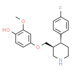 ChemSpider 2D Image | 4-{[(3S,4R)-4-(4-Fluorophenyl)-3-piperidinyl]methoxy}-2-methoxyphenol | C19H22FNO3