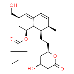 ChemSpider 2D Image | (1S,3R,7R,8R,8aS)-3-(Hydroxymethyl)-8-{2-[(2R,4R)-4-hydroxy-6-oxotetrahydro-2H-pyran-2-yl]ethyl}-7-methyl-1,2,3,7,8,8a-hexahydro-1-naphthalenyl 2,2-dimethylbutanoate | C25H38O6