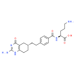 ChemSpider 2D Image | N~2~-(4-{2-[(6R)-2-Amino-4-oxo-1,4,5,6,7,8-hexahydro-6-quinazolinyl]ethyl}benzoyl)-L-ornithine | C22H29N5O4