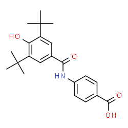 ChemSpider 2D Image | 4-{[4-Hydroxy-3,5-bis(2-methyl-2-propanyl)benzoyl]amino}benzoic acid | C22H27NO4