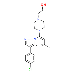 ChemSpider 2D Image | 2-{4-[3-(4-Chlorophenyl)-5-methylpyrazolo[1,5-a]pyrimidin-7-yl]-1-piperazinyl}ethanol | C19H22ClN5O