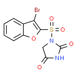 ChemSpider 2D Image | 1-[(3-Bromo-1-benzofuran-2-yl)sulfonyl]-2,4-imidazolidinedione | C11H7BrN2O5S