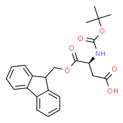 ChemSpider 2D Image | (3S)-4-(9H-Fluoren-9-ylmethoxy)-3-({[(2-methyl-2-propanyl)oxy]carbonyl}amino)-4-oxobutanoic acid | C23H25NO6