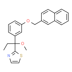 ChemSpider 2D Image | 2-[1-Methoxy-1-[3-(2-naphthalenylmethoxy)phenyl]propyl]thiazole | C24H23NO2S
