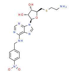 ChemSpider 2D Image | 5'-S-(2-Aminoethyl)-N-(4-nitrobenzyl)-5'-thioadenosine | C19H23N7O5S