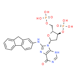 ChemSpider 2D Image | 2'-Deoxy-8-(9H-fluoren-2-ylamino)inosine 3',5'-bis(dihydrogen phosphate) | C23H23N5O10P2