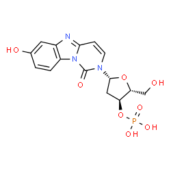 ChemSpider 2D Image | 2-(2-Deoxy-3-O-phosphono-beta-D-erythro-pentofuranosyl)-7-hydroxypyrimido[1,6-a]benzimidazol-1(2H)-one | C15H16N3O8P