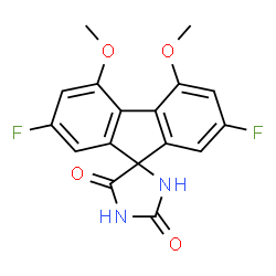 ChemSpider 2D Image | 2,7-Difluoro-4,5-dimethoxy-2'H,5'H-spiro[fluorene-9,4'-imidazolidine]-2',5'-dione | C17H12F2N2O4