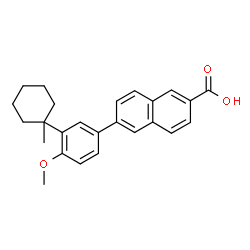 ChemSpider 2D Image | 6-[4-Methoxy-3-(1-methylcyclohexyl)phenyl]-2-naphthoic acid | C25H26O3