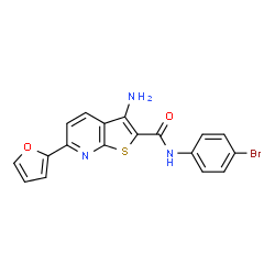 ChemSpider 2D Image | 3-Amino-N-(4-bromophenyl)-6-(2-furyl)thieno[2,3-b]pyridine-2-carboxamide | C18H12BrN3O2S