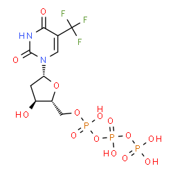 ChemSpider 2D Image | 2'-Deoxy-5-(trifluoromethyl)uridine 5'-(tetrahydrogen triphosphate) | C10H14F3N2O14P3