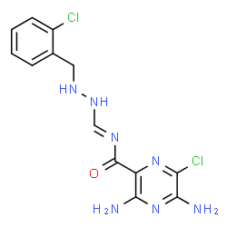 ChemSpider 2D Image | 3,5-Diamino-6-chloro-N-{(E)-[2-(2-chlorobenzyl)hydrazino]methylene}-2-pyrazinecarboxamide | C13H13Cl2N7O