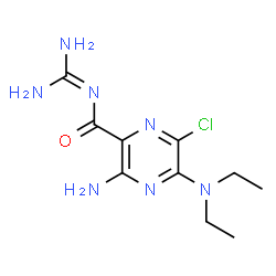 ChemSpider 2D Image | 3-Amino-6-chloro-N-(diaminomethylene)-5-(diethylamino)-2-pyrazinecarboxamide | C10H16ClN7O