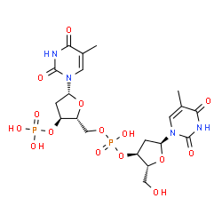 ChemSpider 2D Image | [(2R,3S,5S)-2-(hydroxymethyl)-5-(5-methyl-2,4-dioxo-pyrimidin-1-yl)tetrahydrofuran-3-yl] [(2R,3S,5R)-5-(5-methyl-2,4-dioxo-pyrimidin-1-yl)-3-phosphonooxy-tetrahydrofuran-2-yl]methyl hydrogen phosphate | C20H28N4O15P2