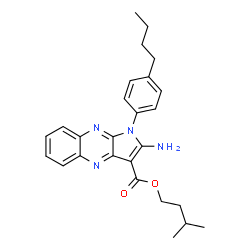 ChemSpider 2D Image | 3-Methylbutyl 2-amino-1-(4-butylphenyl)-1H-pyrrolo[2,3-b]quinoxaline-3-carboxylate | C26H30N4O2