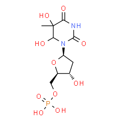 ChemSpider 2D Image | 5,6-Dihydroxy-5,6-dihydrothymidine 5'-(dihydrogen phosphate) | C10H17N2O10P