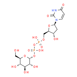 ChemSpider 2D Image | [(2R,3S,5R)-5-(2,4-dioxo-3,4-dihydropyrimidin-1(2H)-yl)-3-hydroxytetrahydrofuran-2-yl]methyl (2R,3R,4S,5S,6R)-3,4,5-trihydroxy-6-(hydroxymethyl)tetrahydro-2H-pyran-2-yl dihydrogen diphosphate (non-preferred name) | C15H24N2O16P2