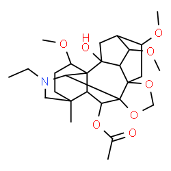 ChemSpider 2D Image | 14-Ethyl-2-hydroxy-4,6,19-trimethoxy-16-methyl-9,11-dioxa-14-azaheptacyclo[10.7.2.1~2,5~.0~1,13~.0~3,8~.0~8,12~.0~16,20~]docos-21-yl acetate | C27H41NO8