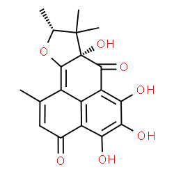 ChemSpider 2D Image | (7aS,9R)-4,5,6,7a-Tetrahydroxy-1,8,8,9-tetramethyl-8,9-dihydro-3H-phenaleno[1,2-b]furan-3,7(7aH)-dione | C19H18O7