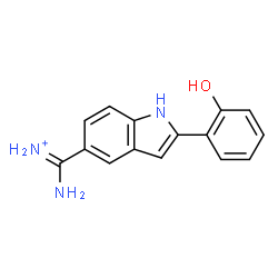 ChemSpider 2D Image | [2-(2-Hydroxyphenyl)-1H-indol-5-yl](imino)methanaminium | C15H14N3O