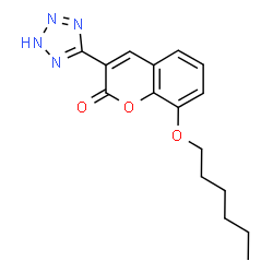 ChemSpider 2D Image | 8-(Hexyloxy)-3-(2H-tetrazol-5-yl)-2H-chromen-2-one | C16H18N4O3