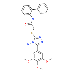 ChemSpider 2D Image | 2-{[4-Amino-5-(3,4,5-trimethoxyphenyl)-4H-1,2,4-triazol-3-yl]sulfanyl}-N-(2-biphenylyl)acetamide | C25H25N5O4S