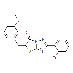 ChemSpider 2D Image | (5E)-2-(2-Bromophenyl)-5-(3-methoxybenzylidene)[1,3]thiazolo[3,2-b][1,2,4]triazol-6(5H)-one | C18H12BrN3O2S