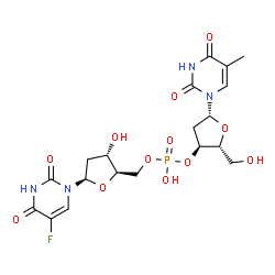 ChemSpider 2D Image | [(2R,3S,5R)-5-(5-Fluoro-2,4-dioxo-3,4-dihydro-1(2H)-pyrimidinyl)-3-hydroxytetrahydro-2-furanyl]methyl (2R,3S,5R)-2-(hydroxymethyl)-5-(5-methyl-2,4-dioxo-3,4-dihydro-1(2H)-pyrimidinyl)tetrahydro-3-fura
nyl hydrogen phosphate | C19H24FN4O12P