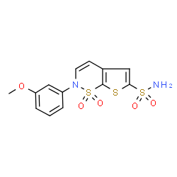 ChemSpider 2D Image | 2-(3-Methoxyphenyl)-2H-thieno[3,2-e][1,2]thiazine-6-sulfonamide 1,1-dioxide | C13H12N2O5S3