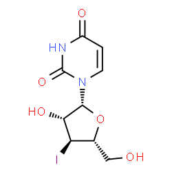 ChemSpider 2D Image | 1-(3-Deoxy-3-iodo-beta-D-arabinofuranosyl)-2,4(1H,3H)-pyrimidinedione | C9H11IN2O5