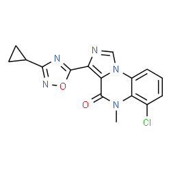 ChemSpider 2D Image | 6-Chloro-3-(3-cyclopropyl-1,2,4-oxadiazol-5-yl)-5-methylimidazo(1,5-a)quinoxalin-4(5H)-one | C16H12ClN5O2