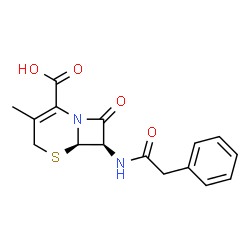 ChemSpider 2D Image | (6R,7R)-3-Methyl-8-oxo-7-[(phenylacetyl)amino]-5-thia-1-azabicyclo[4.2.0]oct-2-ene-2-carboxylic acid | C16H16N2O4S