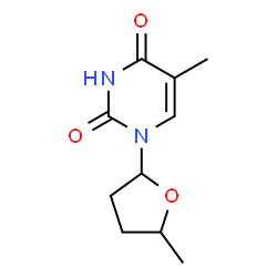ChemSpider 2D Image | 5-Methyl-1-(5-methyltetrahydro-2-furanyl)-2,4(1H,3H)-pyrimidinedione | C10H14N2O3