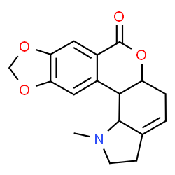ChemSpider 2D Image | 1-Methyl-2,3,5,5a,12b,12c-hexahydro[1,3]dioxolo[6,7]isochromeno[3,4-g]indol-7(1H)-one | C17H17NO4
