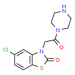 ChemSpider 2D Image | 5-Chloro-3-[2-oxo-2-(1-piperazinyl)ethyl]-2(3H)-benzothiazolone | C13H14ClN3O2S